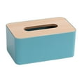 thumbnail image 2 of Tissue Box Cover Cozival Wooden Rectangular Tissue Box Cover, Multifunctional Facial Tissue Holder Dispenser for Bathroom Vanity, Bedroom Dresser, Night Stand, and Desk, Natural Home Decor, Blue, 2 of 9