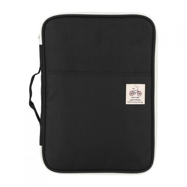 Carpeta de archivos A4 para documentos, organizador de portafolios, estuche con cremallera para computadora portátil (negro)