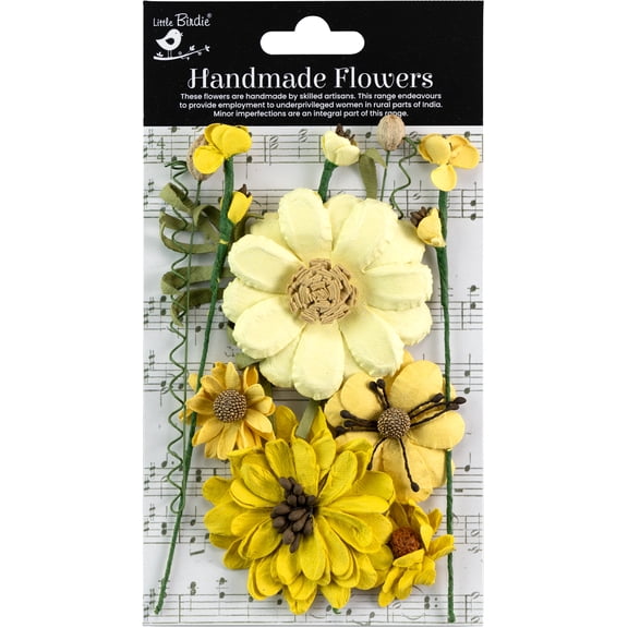 Little Birdie Heleen Paper Flowers 12/Pkg-Sunshine