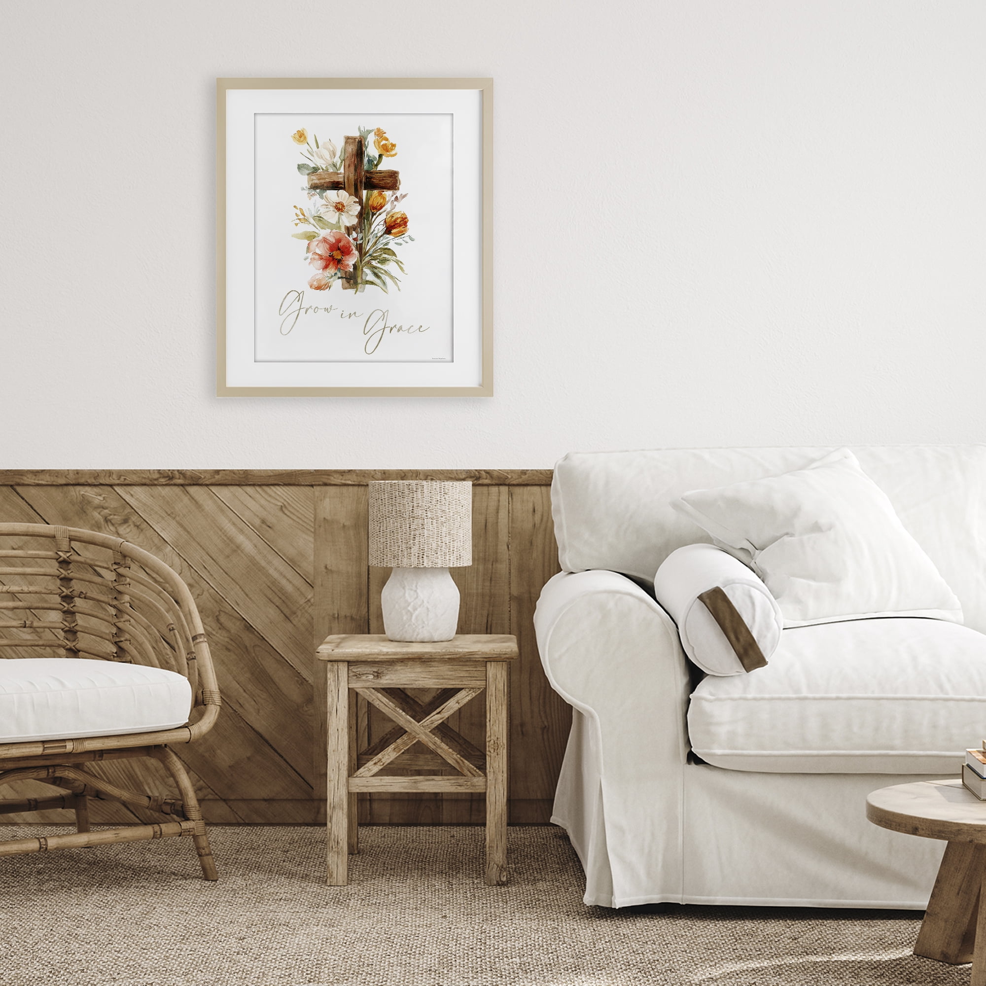Stupell Industries Grow In Grace Cross Birch Framed Print Under Glass, design by Svetlana Aleynikova