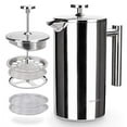 thumbnail image 1 of Secura French Press Coffee Maker, 304 Grade Stainless Steel Insulated Coffee Press with 2 Extra Screens, 34oz (1 Litre), Silver, 1 of 5