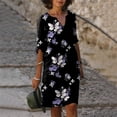 thumbnail image 1 of WILLBEST Maxi Vestidos de Mujer Vestido Informal de Verano con Cuello En V y Manga Media con Estampado Retro Grande​​, 1 of 3