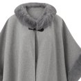 thumbnail image 5 of Fewfanhot Faux Fur Collar Wool Blend Cape Poncho, Buckle Closure Warm Wrap Coat for Women Fall Winter Daily Wear, 5 of 5