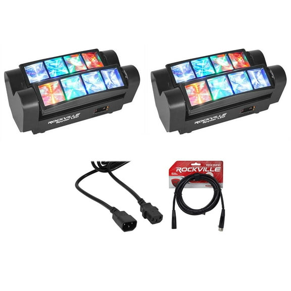 2) Rockville Spyder LED 8) Beam Moving Head Motorized DMX DJ/Party/Club Lights