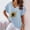 Blue, variant on Weiqiqre Women's Sunflower Print Tops Loose Casual V-neck Cotton And Linen Short Sleeve Bat Sleeves Womens Blouses