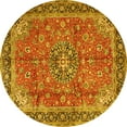 thumbnail image 1 of Ahgly Company Machine Washable Indoor Round Medallion Yellow Traditional Area Rugs, 3' Round, 1 of 4