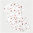 thumbnail image 5 of Women Halloween Pajama Set Short-Sleeve Button-Down Shirt and Shorts Sleepwear Spooky Pumpkin Ghost Graphic Loungewear Outfit for Fall Season Relaxing, 5 of 9