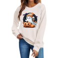 thumbnail image 6 of Gamivast Halloween Graphic Sweatshirts for Women Cute Ghost with Coffee and Pumpkin Print Long Sleeve Pullover Fall Tops Lightweight Comfortable Crewneck Casual Jumper Beige XL, 6 of 6