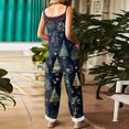 thumbnail image 4 of Women's Vintage Cotton Linen Overalls with Christmas Print - Casual Loose Jumpsuit with Shoulder Straps & Pockets, Dark Blue, Size XXL, 4 of 5