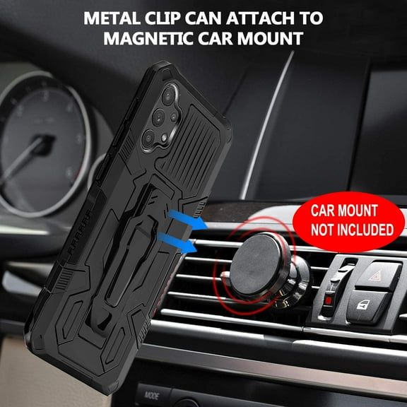 Galaxy A32 5G Case, Dual Layers [Combo Holster] and Built-in Kickstand Hybird Shockproof (Black)