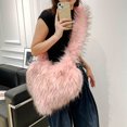 thumbnail image 3 of Bolso De Hombro Mujer YK2 Bolso De Felpa Esponjoso De Invierno Bolso De Mano Con Corazón Rosa, 3 of 7
