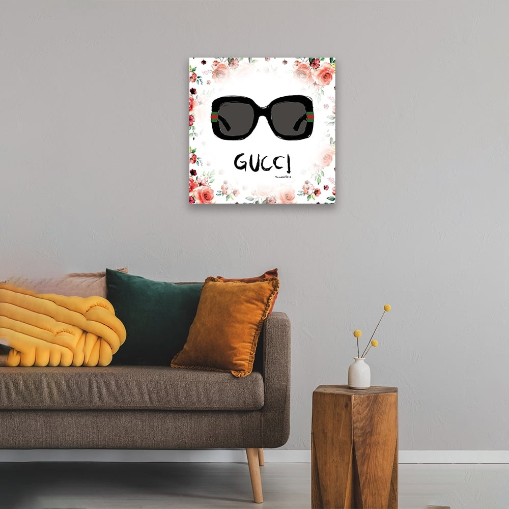 FASHION GLAM SUNGLASSES FLOATING IN FLOWERS - 14"x14" Canvas Artwork 30 x 30