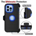 thumbnail image 2 of Belt-Clip Holster Case for iPhone 14 Pro, Drop Protection Full Body Rugged, Heavy Duty Shockproof Locking Swivel Holster Kickstand Phone Cover - Navy, 2 of 5