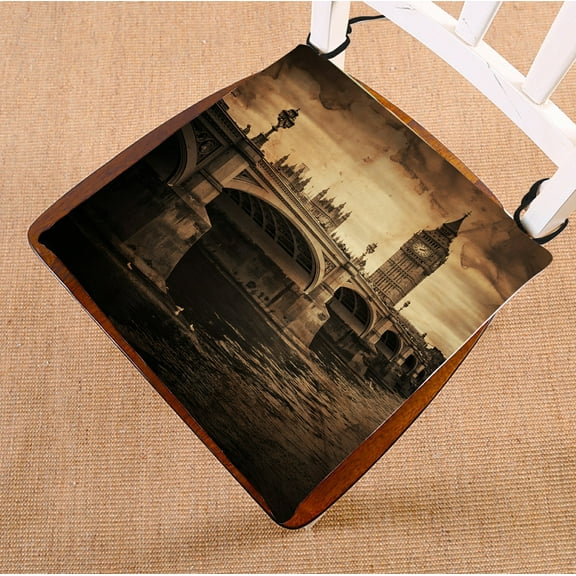 PHFZK Cityscape Chair Pad, Vintage Retro Big Ben in London Seat Cushion Chair Cushion Floor Cushion Two Sides Size 16x16 inches