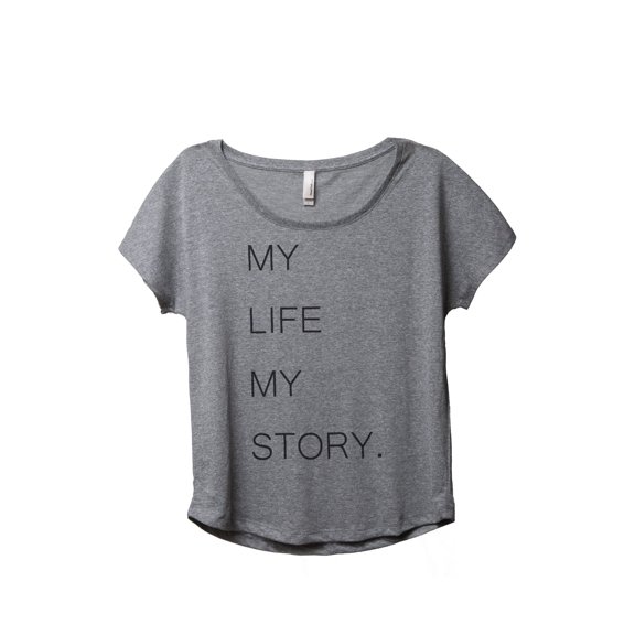 Thread Tank My Life Story Women's Relaxed Slouchy Dolman T-Shirt Tee Heather Grey Small