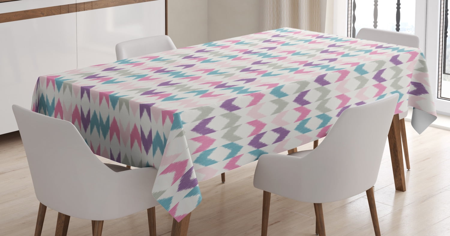 Chevron Ikat in Pastel Soft Toned Zigzags Crossed Triangles Design Rectangle Satin Table Cover Accent for Dining Room and Kitchen Ambesonne Geometric Tablecloth Multicolor 60 X 84 Chevron Ikat in Pastel Soft Toned Zigzags Crossed Triangles Design Rectangle Satin Table Cover Accent for Dining Room and Kitchen Ambesonne Geometric Tablecloth Multicolor 60 X 84