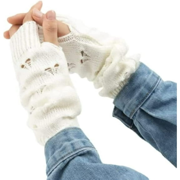 Kukuzhu Fairy Grunge Gloves Alt Emo Goth Accessories Fingerless Ripped Long Sleeve Arm Warmers Y2k Gyaru Arm Sleeve Harajuku