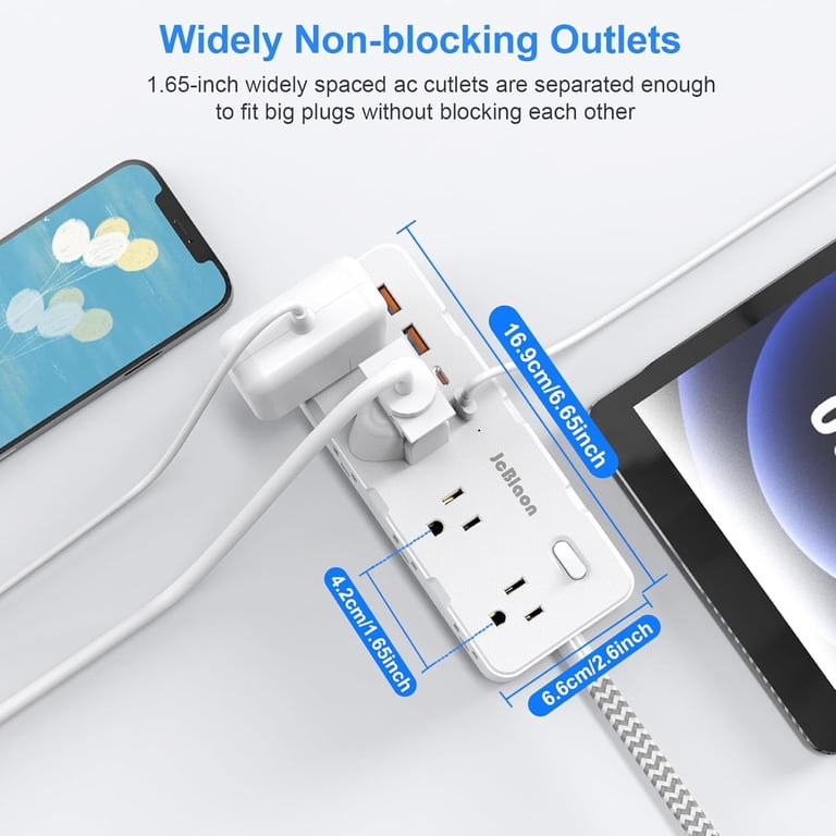 Power Strip With 8 Outlets, 4 USB Ports, 15 Ft Cord photo 3