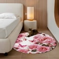 thumbnail image 2 of Small Round Rug 3Ft Washable Non-Slip, Pink Roses Circle Area Rugs for Living Room Bedroom, Spring Floral Elegant Pastoral Butterfly Indoor Floor Mats Carpet Runner for Home Decor, 2 of 8