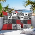 thumbnail image 4 of Outdoor Pillow Cover Red Black Checked Plaid Elk Set of 2 Waterproof Throw Pillowcases Gray White Decorative Patio Furniture Pillows for Couch Garden Indoor & Outdoor Use, 4 of 9