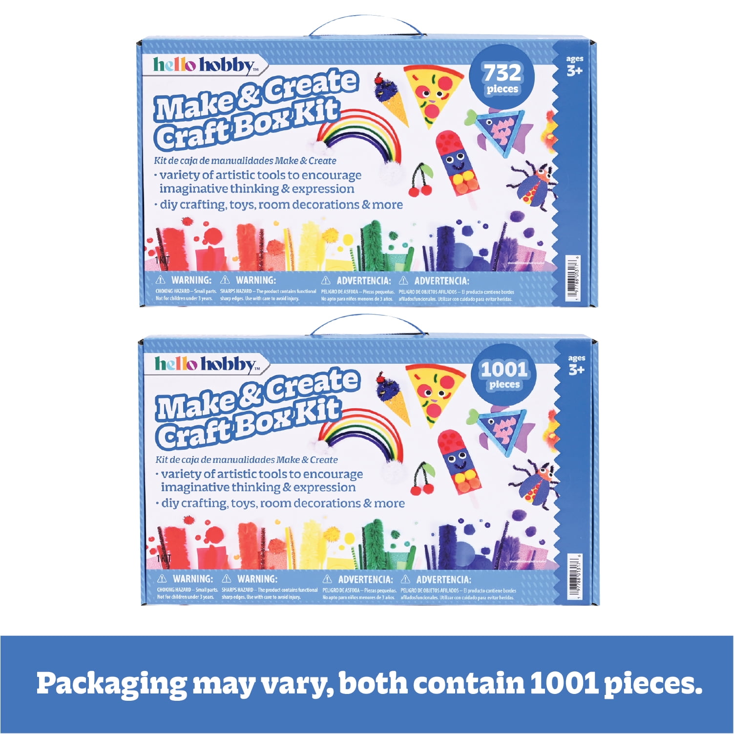 Hello Hobby Craft Supply Library, 700+ Piece All-in-One Kids Craft Kit with Pipe Cleaners, Wiggle Eyes, Craft Sticks, and more