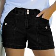 thumbnail image 2 of Yifymode Women's High Waisted Denim Shorts, Button Fly Casual Jean Shorts with Pockets, Summer Slim Fit Stretch Shorts for Daily Wear,Black M, 2 of 5