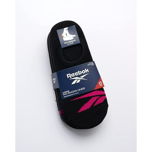 Reebok Women's No Show Liner 6 Pack Shoe Size 4-10 Black/Gray