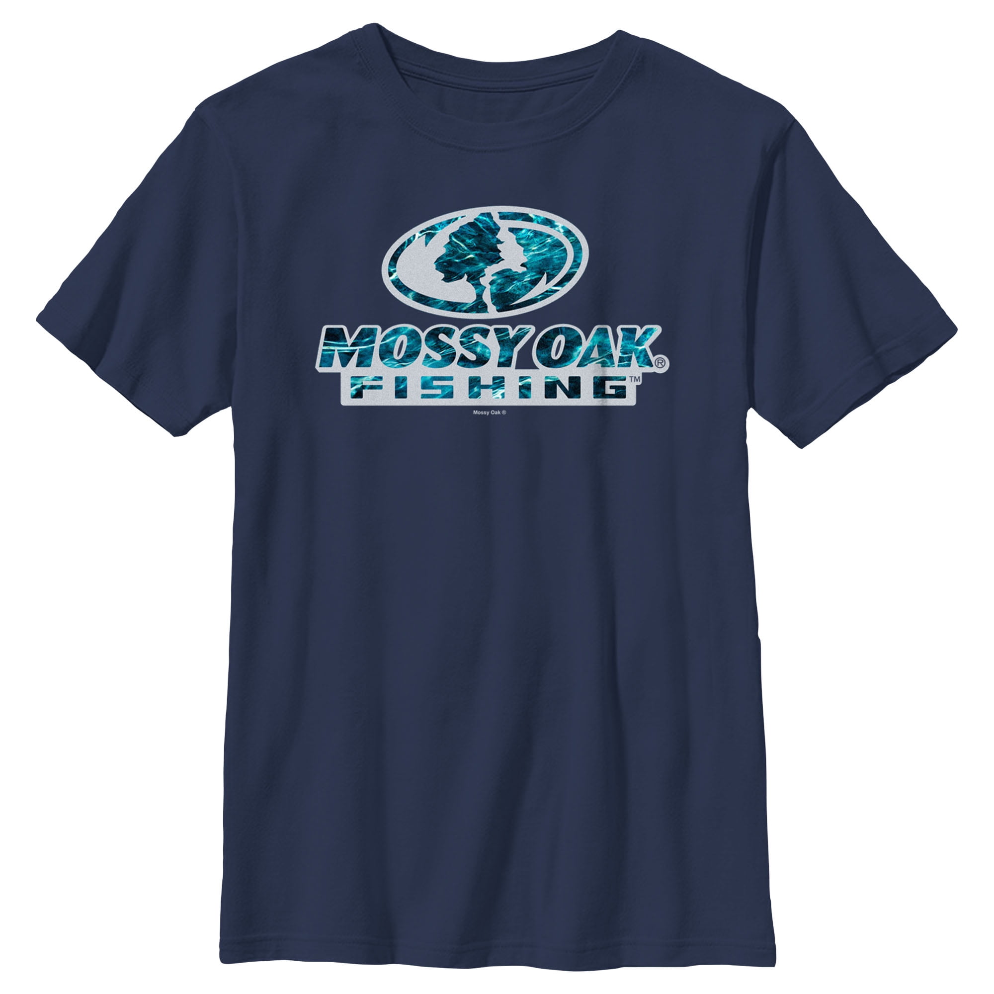 Boy s Mossy Oak Blue Water Bold Logo Graphic Tee Navy Blue Large