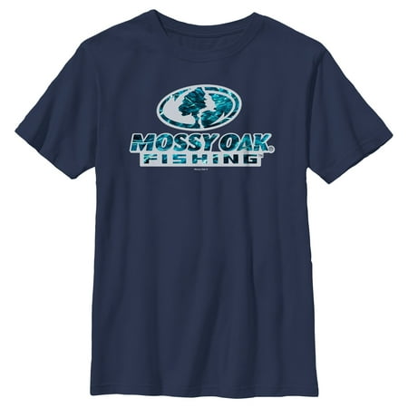 Boy s Mossy Oak Blue Water Bold Logo Graphic Tee Navy Blue Large