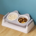 thumbnail image 2 of Double cat and dog Bowl 15 degree Tilted Pet Bowl Detachable Durable Water Bowl Neck Guard Bowl Non for Small Dogs Kitten Pet Supplies Grey, 2 of 8