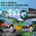 thumbnail image 3 of 80X100 Monocular Telescope, High Power Monoculars for Adults, BAK-4 Prism & FMC Lens Monocular Telescope for Smartphone, Low Night Vision Monoculars for Bird Watching Wildlife Hunting Camping Travel, 3 of 6