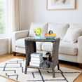thumbnail image 2 of Homy Casa Outdoor Wicker Coffee Table with Tempered Glass Top, Rattan Patio Side Table with Storage, 2 of 7