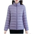 thumbnail image 4 of PiGOGI Women's Winter Jacket Zipper Casual Winter Coat Fall Outerwear Purple XL, 4 of 6