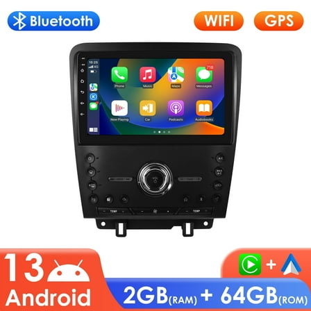 Hizpo 64GB Android 13 Bluetooth Apple CarPlay Wifi AUX 10.1" Touch Screen Car Stereo Radio Head Unit Multimedia GPS Navigation Player For Ford Mustang 2010 2011 2013 2014