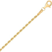 Brilliance Fine Jewelry 10K Yellow Gold 2.00MM - 2.10MM Hollow Rope Chain, 18"