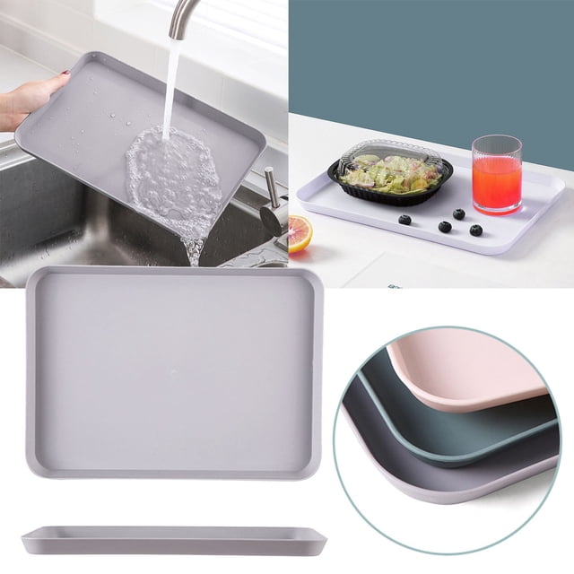 Oleegame 1PC Picnic Trays For Food Kitchen Rectangular Tray Creative Idea Of Placing Tea Cups Fruit Plates In The Living Room Purple