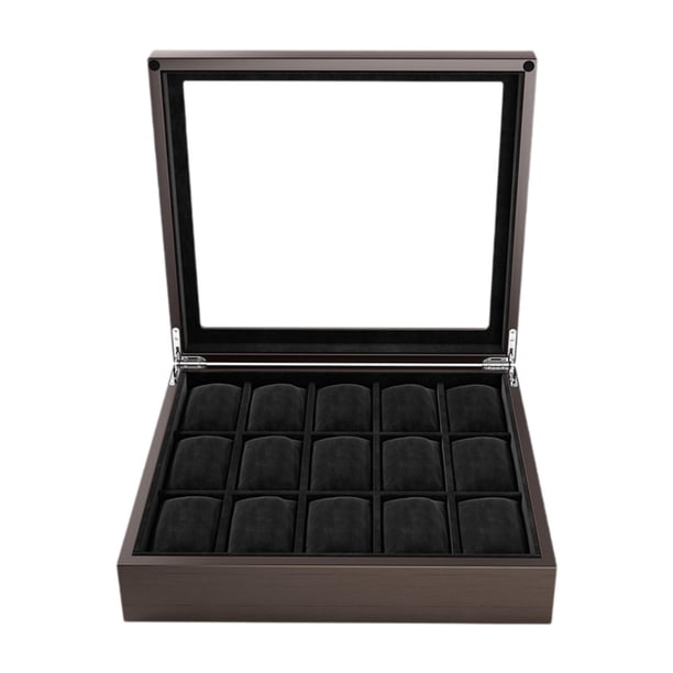 Caja organizadora de relojes de madera Strade Fareast Limited contenedor multifuncional estuche de exhibición 15 ranuras