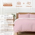 thumbnail image 6 of 3 Piece Pink Duvet Cover Set Twin Size, Microfiber Comforter/Quilt Cover with Corner Ties and 2 Pillowcases, Grid Checkered Plaid Gingham Lattice Trellis All Season Soft Bedding with Zipper Closure, 6 of 8