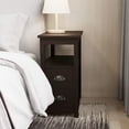 thumbnail image 4 of End Table with 2 Drawer and Open Shelf Narrow Nightstand for Living Room Sofa Furniture (Espresso), 4 of 5