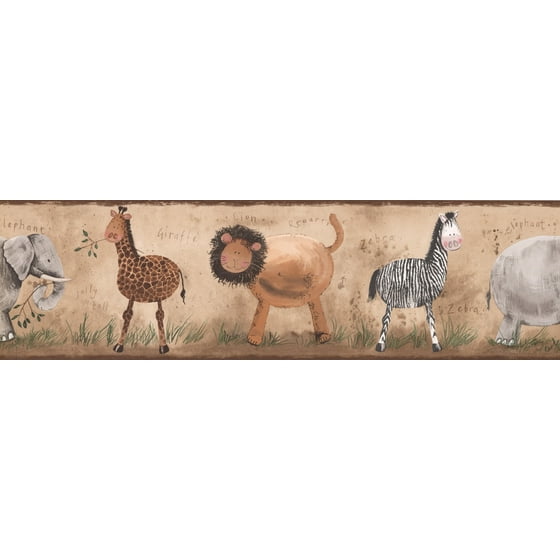 York Wallcoverings Lion Giraffe Elephant Zebra Wall Border - Zebra Wall Border York Wallcoverings Lion Giraffe Elephant Zebra Wall Border - Zebra Wall Border