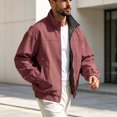 thumbnail image 6 of Men's Stand Collar Flight Jacket With Plaid Inner Lining Lightweight Long Sleeve Sportwear Windbreaker, 6 of 9