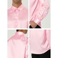 thumbnail image 5 of Unique Bargains Men's Satin V Neck Long Sleeves Button Down Prom Shirts S Pink, 5 of 6