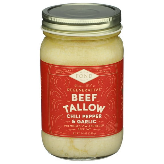 (Pack of 4) Fond Bone Broth Beef Tallow Chili Garlic 14 oz