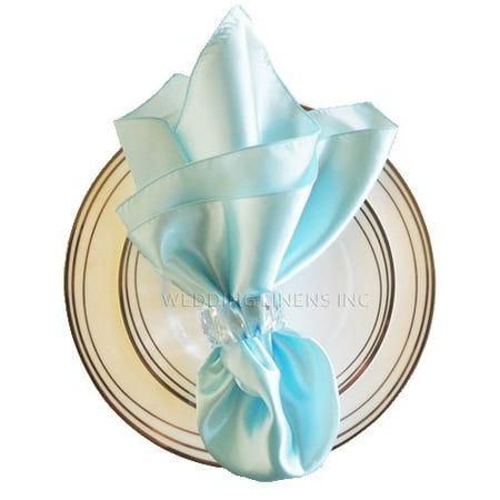 

Wedding Linens Inc. (10pcs) 20 x20 Satin Table Napkins for wedding Party Decoration events - Baby Blue