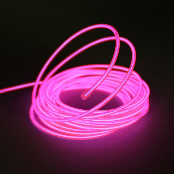 Controller 2x 9ft Pink Neon LED Light Glow EL Wire String Strip Car Party Decor 