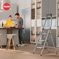 thumbnail image 6 of Hailo Folding Step Stool, 2 Step Ladder with Tray, K100, Silver, 6 of 12
