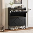 thumbnail image 4 of Shoe Storage Cabinet with Flip Drawers  Freestanding Shoe Organizer  Shoe Cabinet with Metal Legs  Narrow Shoe Rack Cabinet  Farmhouse Slim Shoe Cabinet for Entryway  Hallway, 4 of 4