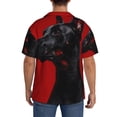 thumbnail image 3 of Balery Black Dog Red Background Camisa Casual de Manga Corta con Botones para Hombre, Texturizada, Estilo Cubano, para Playa, Verano-Small, 3 of 5