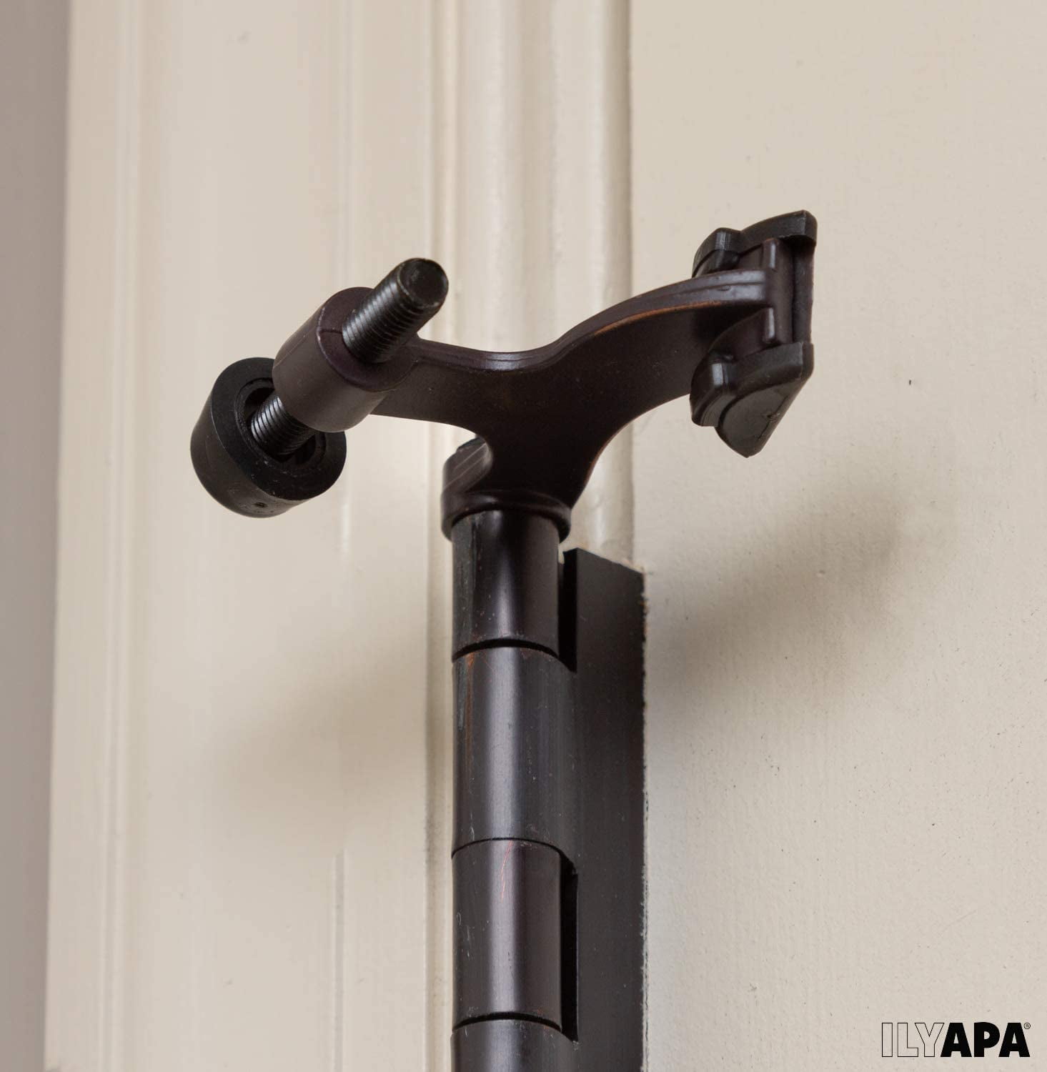 6 Pack Hinge Pin Oil Rubbed Bronze Door Stops -Heavy Duty Adjustable Door Stopper 2-1/2" x 1-3/4",with Black Rubber Bumper Tips
