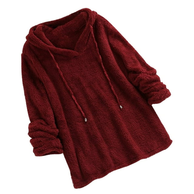 POINTERTECK Plus Size Automne Hiver Femmes Manches Longues Sweat à Capuche Moelleux Pull Polaire Pyjama Ample Sweat à Capuche Haut Neuf